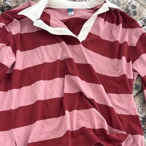 Old Navy Pink and Red rugby shirt